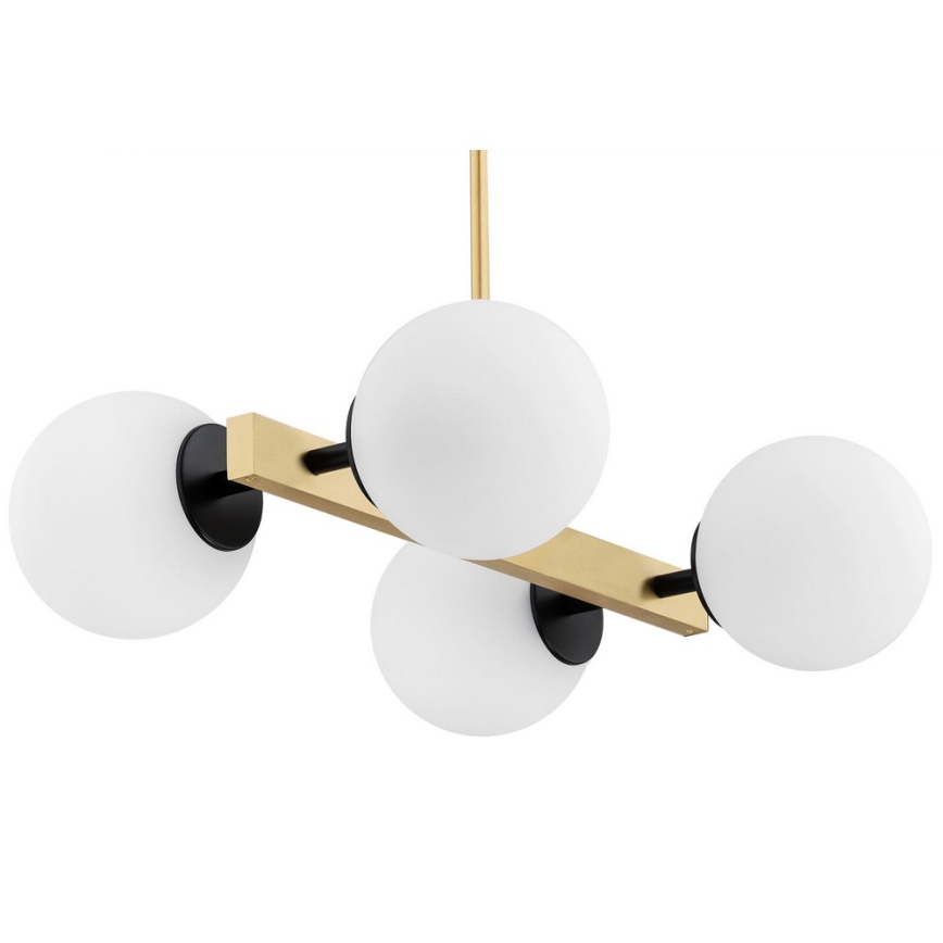 Argon 1767 - Люстра на штанзі FREEMONT 4xE27/15W/230V золотий/білий/чорний