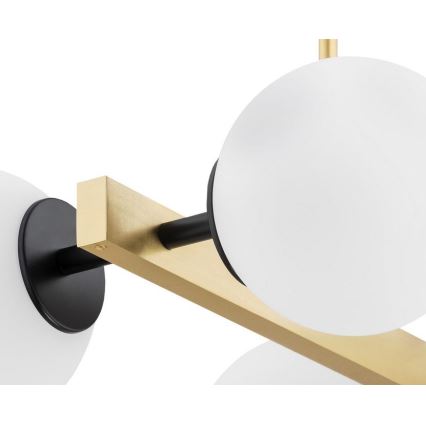 Argon 1767 - Люстра на штанзі FREEMONT 4xE27/15W/230V золотий/білий/чорний