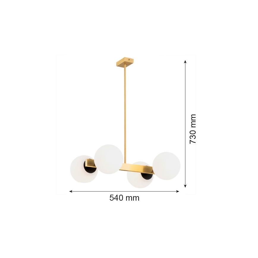 Argon 1767 - Люстра на штанзі FREEMONT 4xE27/15W/230V золотий/білий/чорний