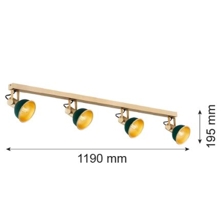 Argon 1800 - Точечный светильник LENORA 4xE14/7W/230V золотой/зеленый