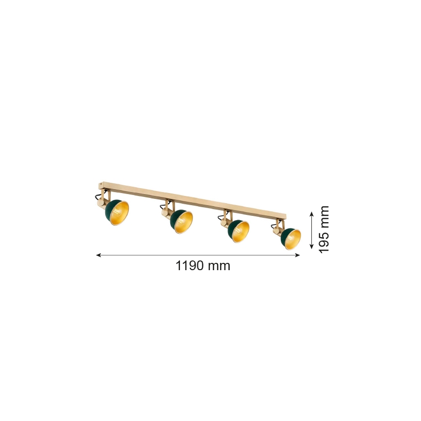 Argon 1800 - Точечный светильник LENORA 4xE14/7W/230V золотой/зеленый