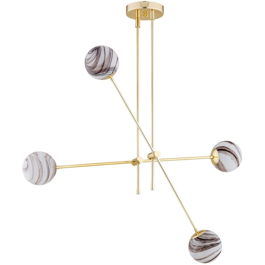 Argon 1840 - Люстра на штанге ABSOS 4xE14/7W/230V алебастр золотистый