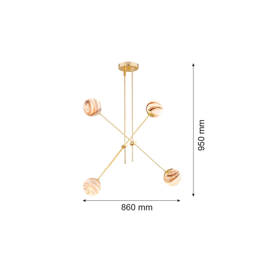 Argon 1840 - Люстра на штанзі ABSOS 4xE14/7W/230V алебастровий золотий