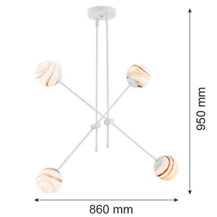 Argon 1841 - Люстра на штанге ABSOS 4xE14/7W/230V алебастр белый