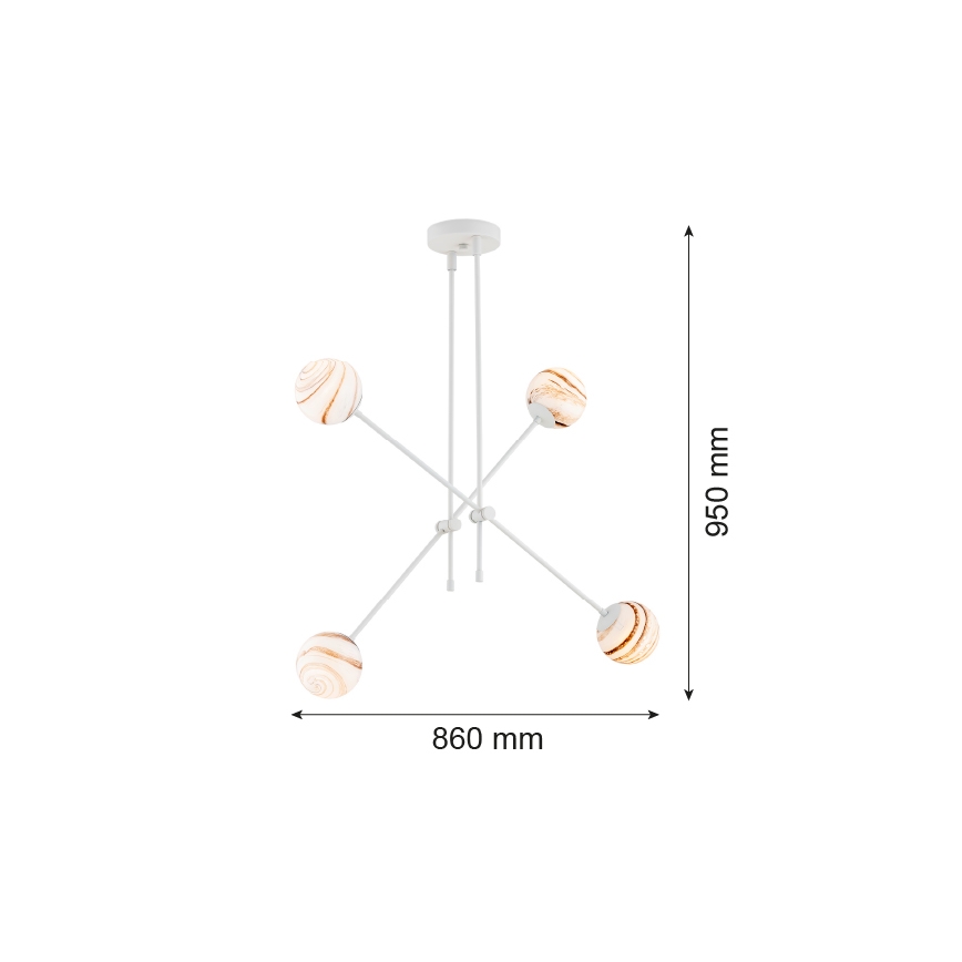 Argon 1841 - Люстра на штанге ABSOS 4xE14/7W/230V алебастр белый