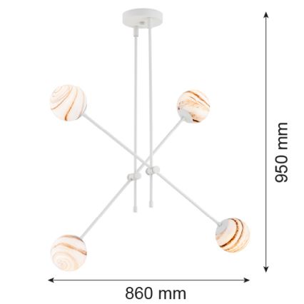 Argon 1841 - Люстра на штанзі ABSOS 4xE14/7W/230V алебастровий білий