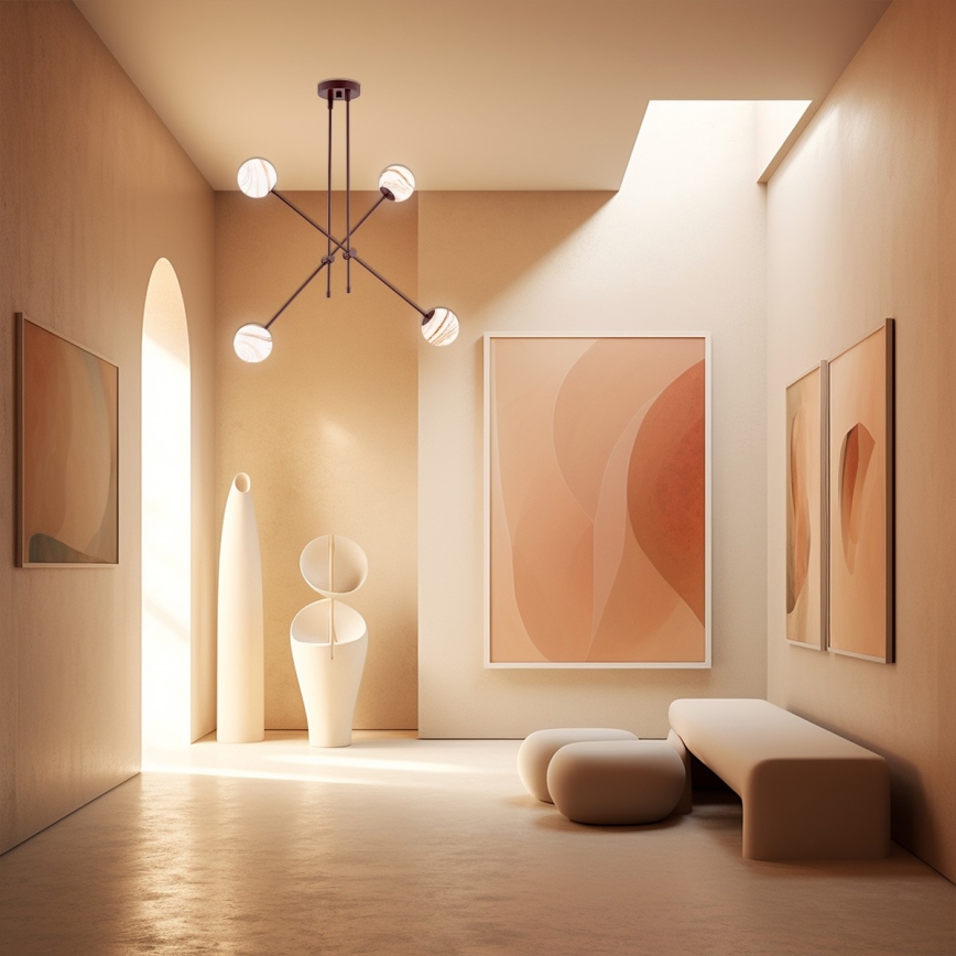 Argon 1842 - Люстра на штанзі ABSOS 4xE14/7W/230V алебастровий коричневий