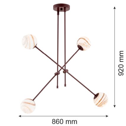 Argon 1842 - Люстра на штанзі ABSOS 4xE14/7W/230V алебастровий коричневий