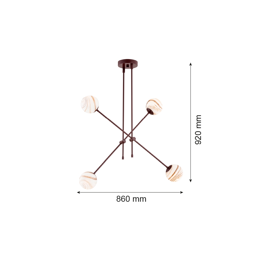 Argon 1842 - Люстра на штанзі ABSOS 4xE14/7W/230V алебастровий коричневий