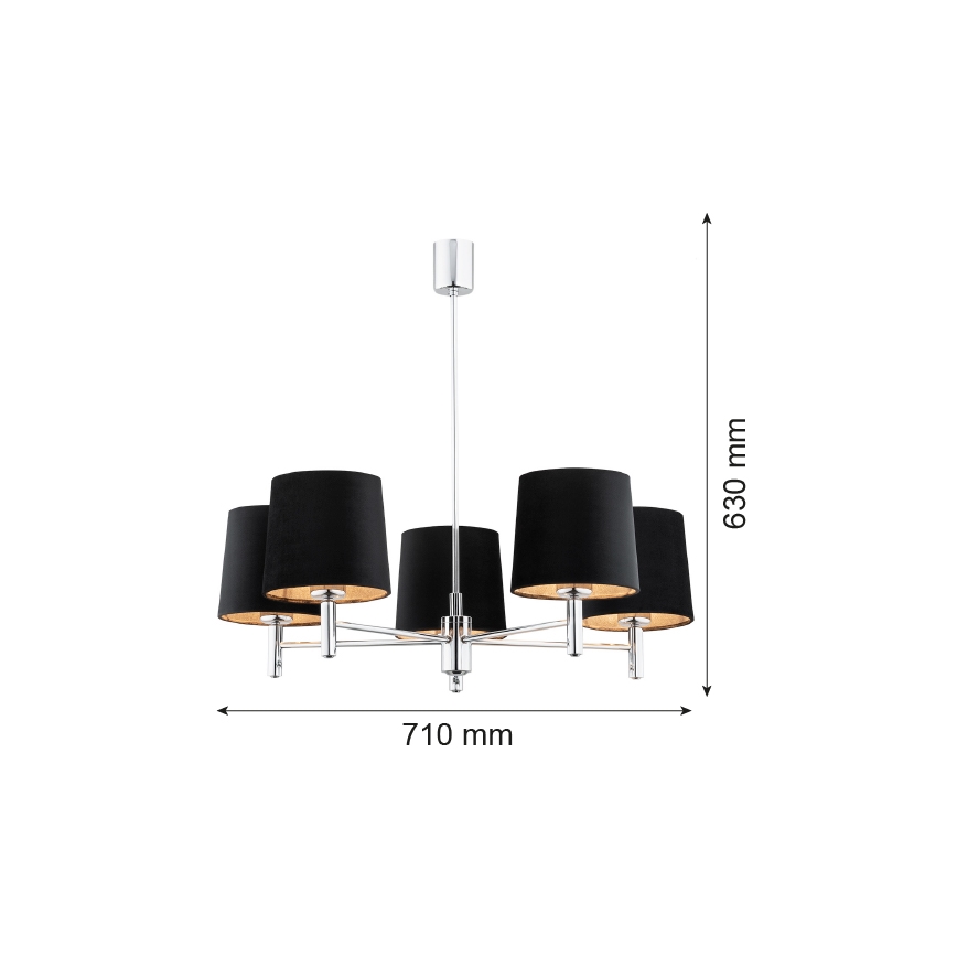 Argon 2104 - Люстра на штанге BOLZANO 5xE27/15W/230V черная