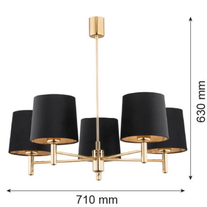 Argon 2107 - Люстра на штанге PONTE 5xE27/15W/230V латунь/черная