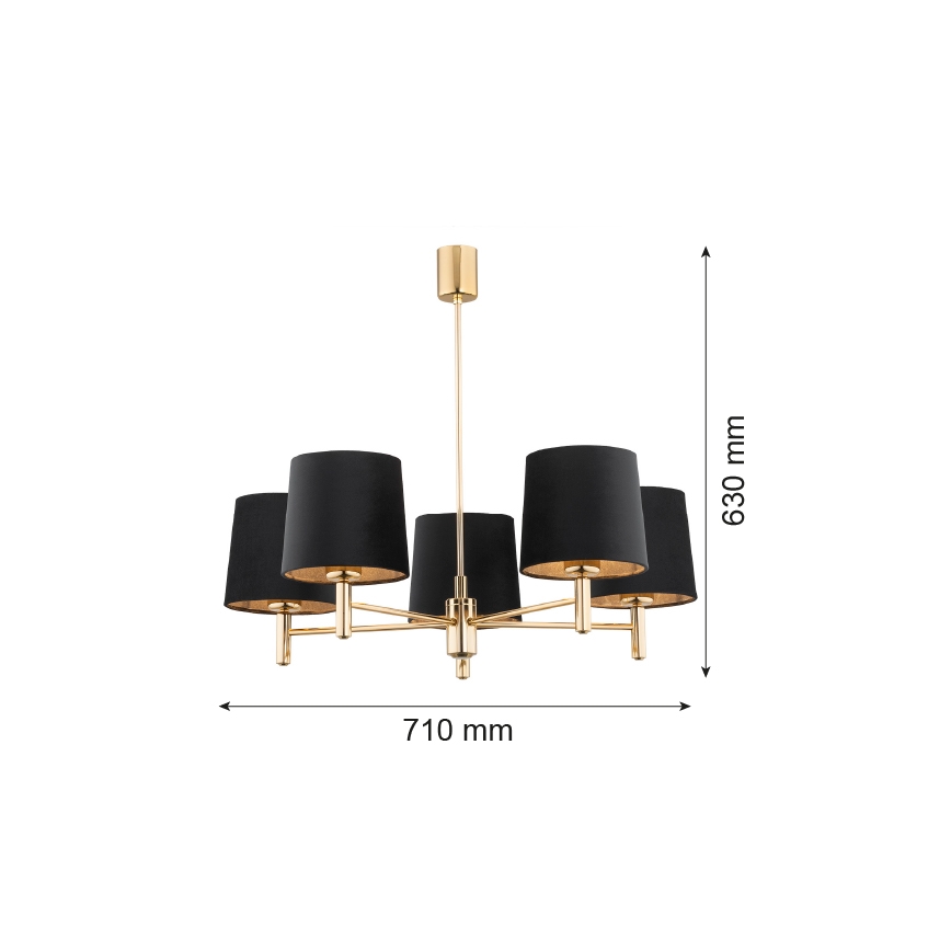 Argon 2107 - Люстра на штанге PONTE 5xE27/15W/230V латунь/черная