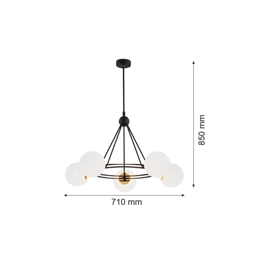 Argon 2119 - Люстра на штанге AMALFI 5xE27/15W/230V черная/белая