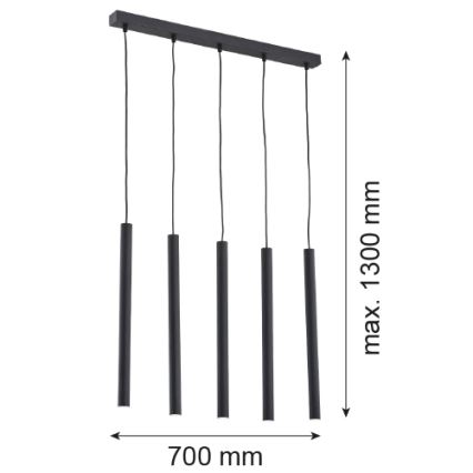 Argon 2137 - Підвісна люстра ETNA 5xG9/6W/230V чорний