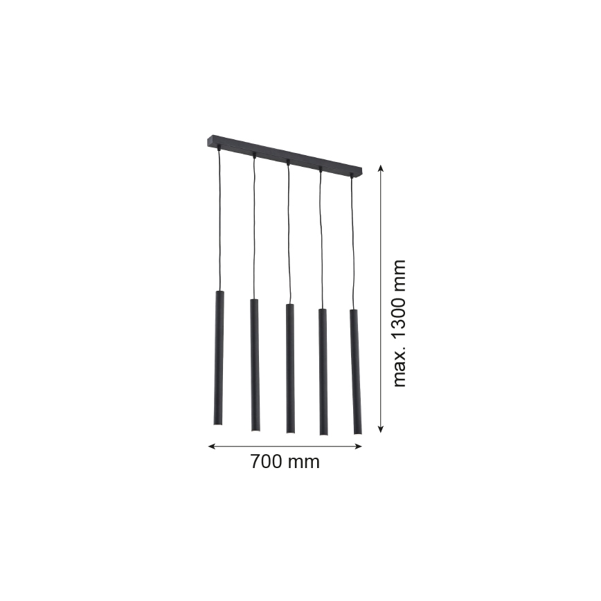 Argon 2137 - Подвесная люстра ETNA 5xG9/6W/230V черная