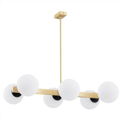 Argon 2549 - Люстра на штанзі FREEMONT 6xE27/15W/230V золотий/білий/чорний