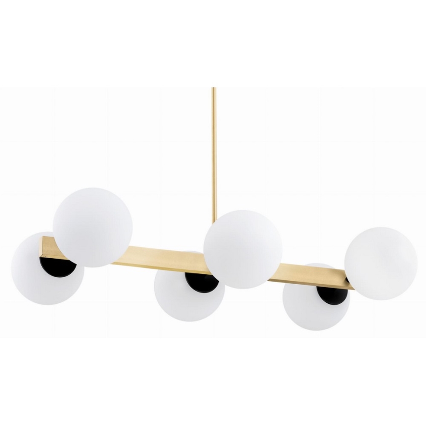 Argon 2549 - Люстра на штанзі FREEMONT 6xE27/15W/230V золотий/білий/чорний