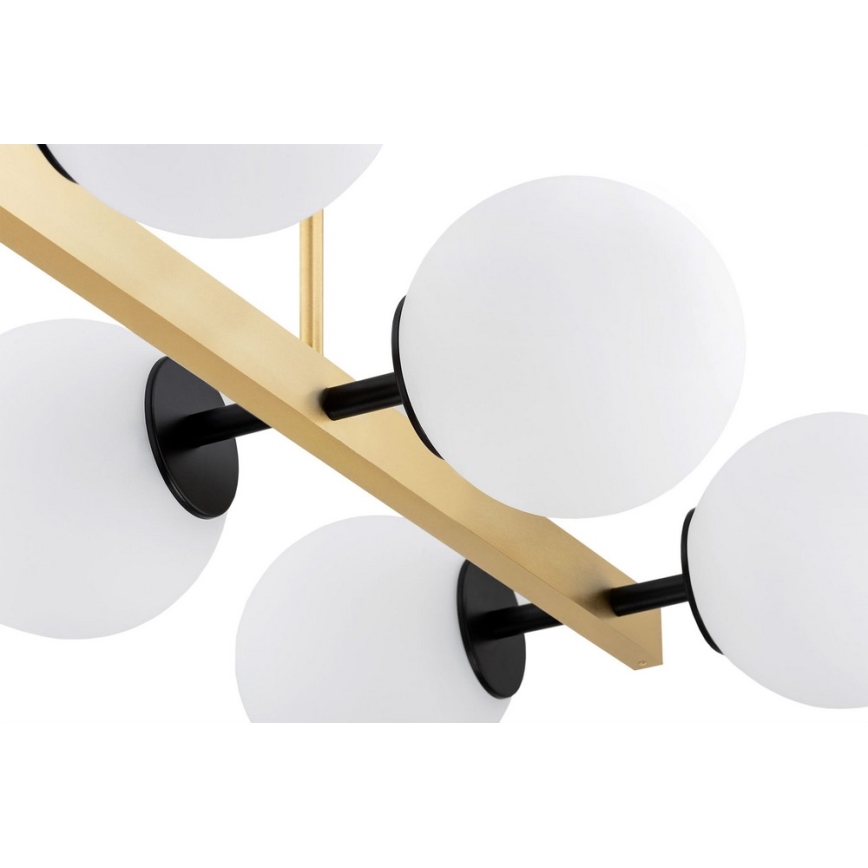 Argon 2549 - Люстра на штанзі FREEMONT 6xE27/15W/230V золотий/білий/чорний