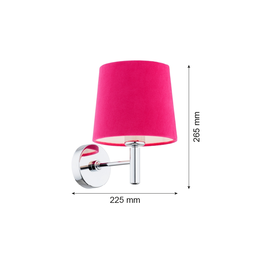 Argon 3909 - Настенная лампа BOLZANO 1xE27/15W/230V розовый/блестящий хром
