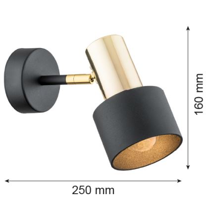 Argon 4265 - Настенный точечный светильник DORIA 1xE27/15W/230V черный/латунь