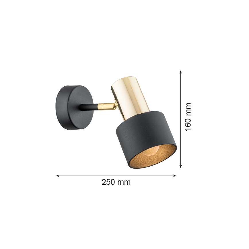 Argon 4265 - Настенный точечный светильник DORIA 1xE27/15W/230V черный/латунь
