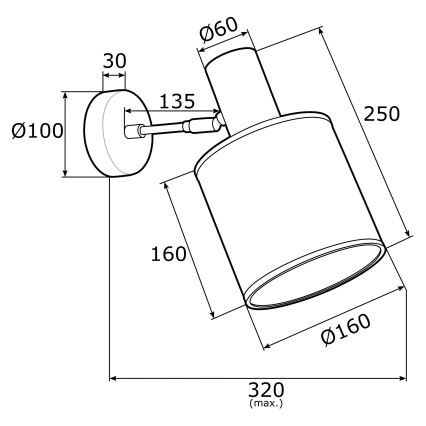 Argon 4279 - Настенный точечный светильник HERMAN 1xE27/15W/230V латунь/черная
