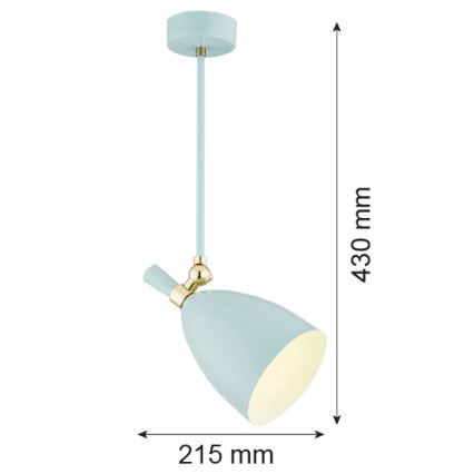 Argon 4685 - Люстра на штанге CHARLOTTE 1xE27/15W/230V голубая/золотая