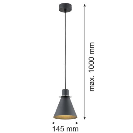 Argon 4688 - Підвісна люстра BEVERLY 1xE27/15W/230V чорний/блискучий хром