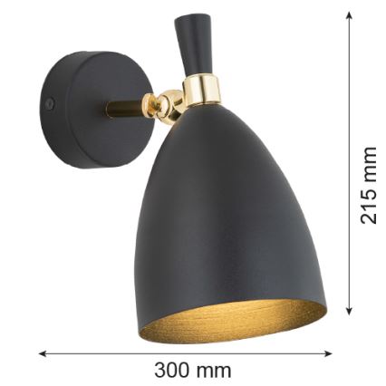 Argon 4701 - Настінний світильник CHARLOTTE 1xE27/15W/230V чорний/ золотий