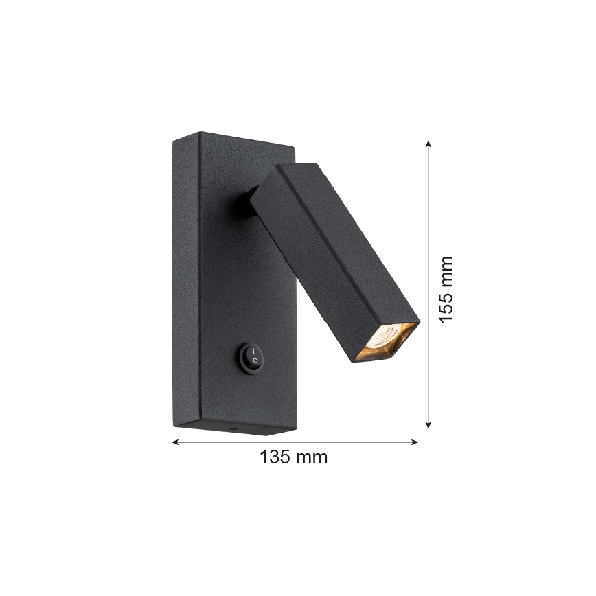 Argon 4723 - Настенный точечный светильник ROCK 1xG9/6W/230V черный