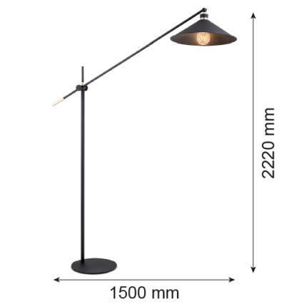 Argon 4732 - Торшер NASHVILLE 1xE27/15W/230V чорний