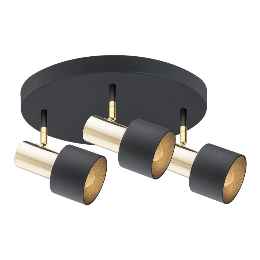 Argon 6006 - Точечный светильник DORIA 3xE27/15W/230V черная/латунь