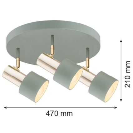 Argon 6007 - Точечный светильник DORIA 3xE27/15W/230V зеленая/латунь
