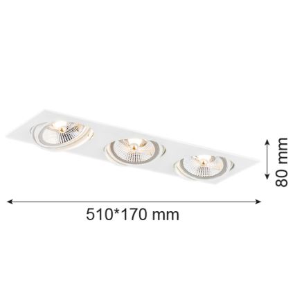 Argon 6115 - Вбудоване світильник OLIMP 3xGU10-AR111/12W/230V білий