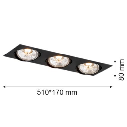 Argon 6116 - Встраиваемый светильник OLIMP 3xGU10-AR111/12W/230V черный