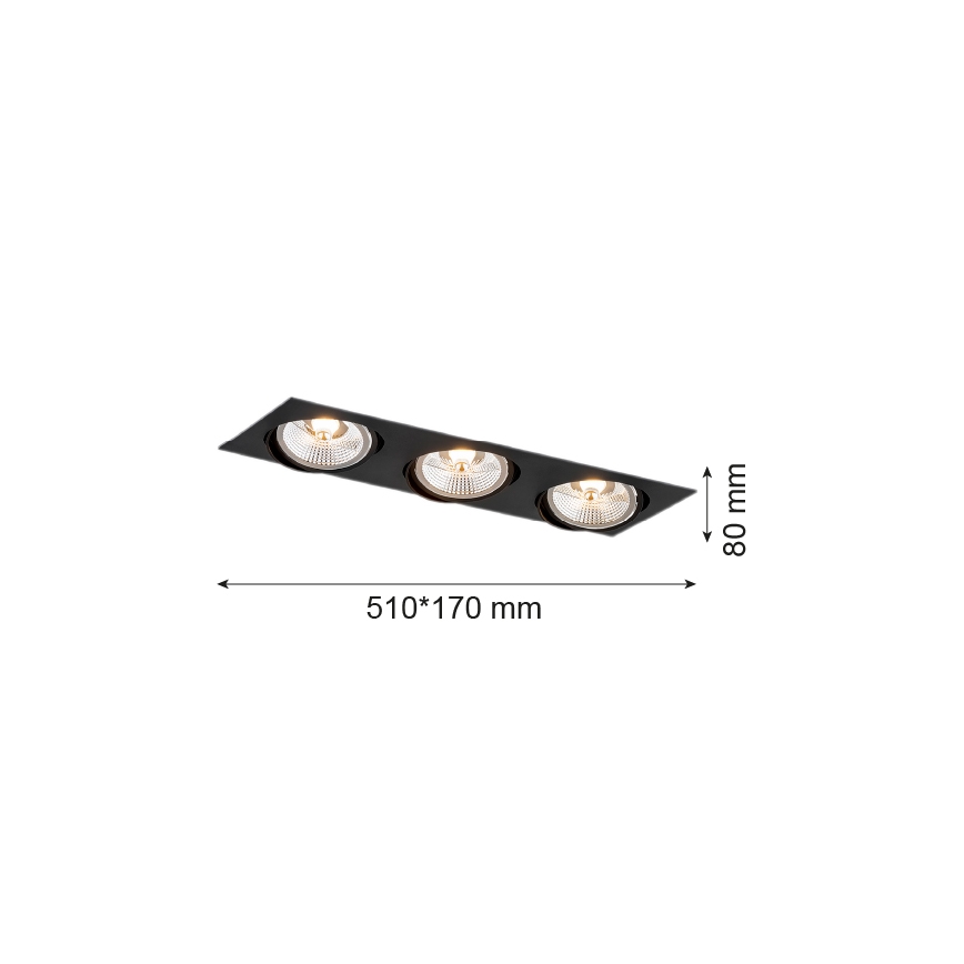 Argon 6116 - Встраиваемый светильник OLIMP 3xGU10-AR111/12W/230V черный