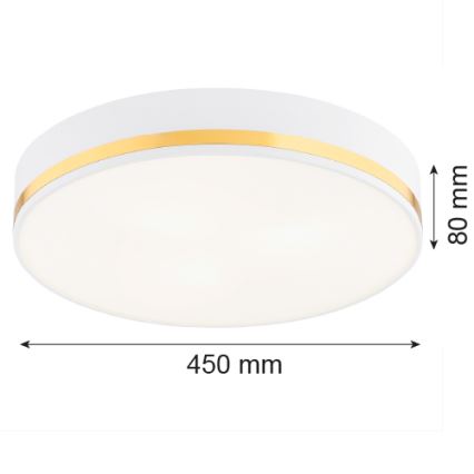 Argon 6138 - Потолочный светильник AMORE 3xE27/15W/230V ⌀ 45 cm белая/золотая