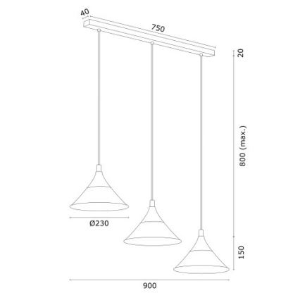Argon 6140 - Люстра на тросе MASSETO 3xE27/15W/230V черная/золотая