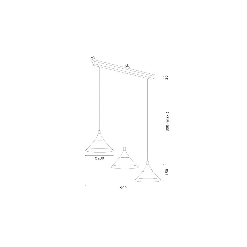 Argon 6140 - Люстра на тросе MASSETO 3xE27/15W/230V черная/золотая