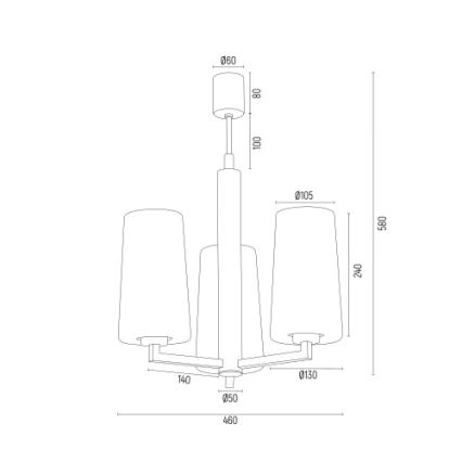 Argon 6143 - Люстра на штанзі CAMELOT PLUS 3xE27/15W/230V чорний/білий/золотий