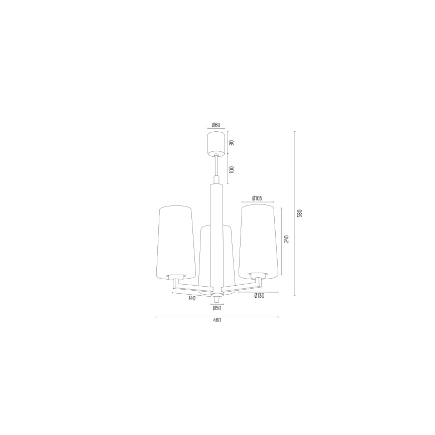 Argon 6143 - Люстра на штанзі CAMELOT PLUS 3xE27/15W/230V чорний/білий/золотий