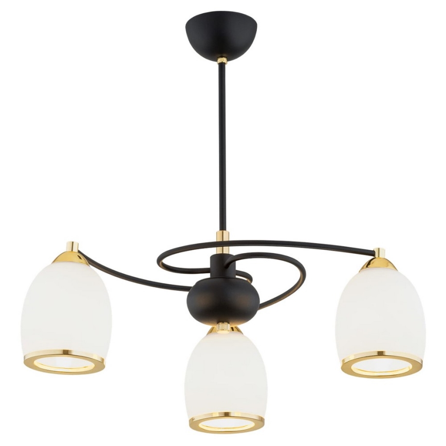 Argon 6144 - Люстра на штанзі AVILA PLUS 3xE27/15W/230V чорний/золотий/білий