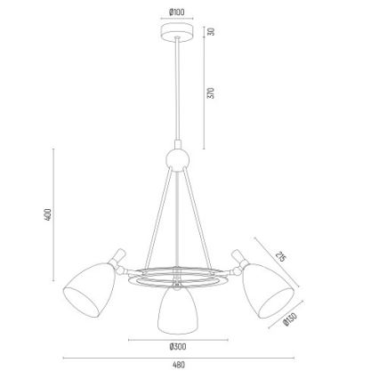 Argon 6148 - Люстра на штанге CHARLOTTE 3xE27/15W/230V белая/золотая