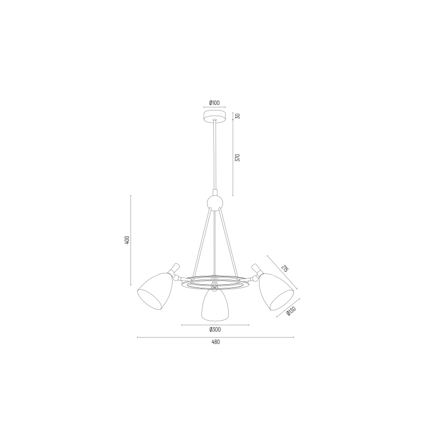 Argon 6149 - Люстра на штанзі CHARLOTTE 3xE27/15W/230V чорний/золотий