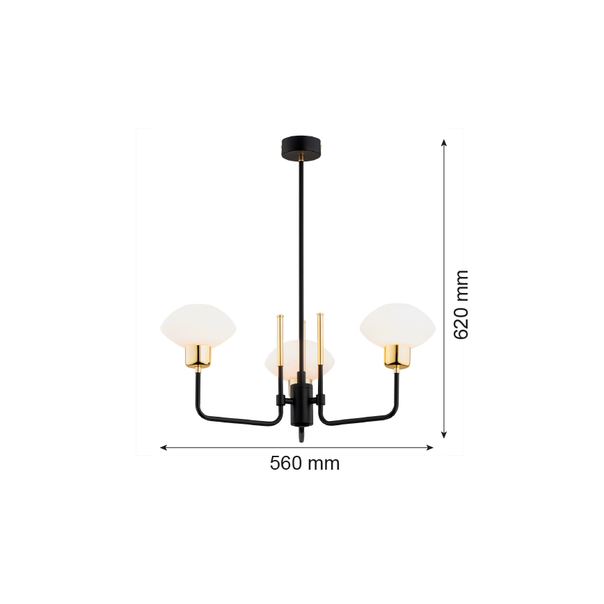 Argon 6166 - Люстра на штанге RAVELLO 3xE14/15W/230V черный/золотой
