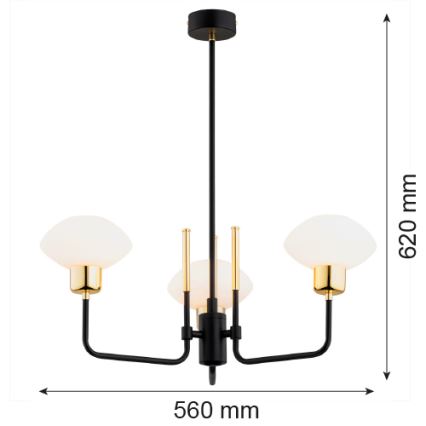 Argon 6166 - Люстра на штанге RAVELLO 3xE14/15W/230V черный/золотой