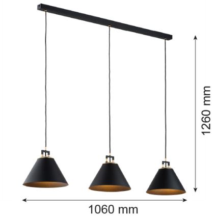 Argon 6174 - Підвісна люстра ORTE 3xE27/15W/230V чорний
