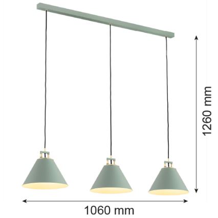 Argon 6177 - Підвісна люстра ORTE 3xE27/15W/230V зелений