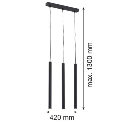Argon 6179 - Підвісна люстра ETNA 3xG9/6W/230V чорний