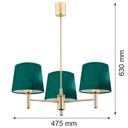 Argon 6192 - Люстра на штанге PONTE 3xE27/15W/230V зеленая/латунь